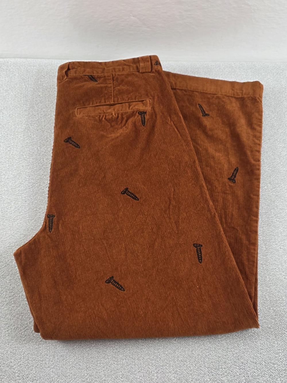 Urban Outfitters Orange Hardware Embroidered Corduroy Pants Men's 36